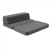 By KlipKlap -  KK 3 Fold sofa XL 140 cm - Blågrå med grå knapper